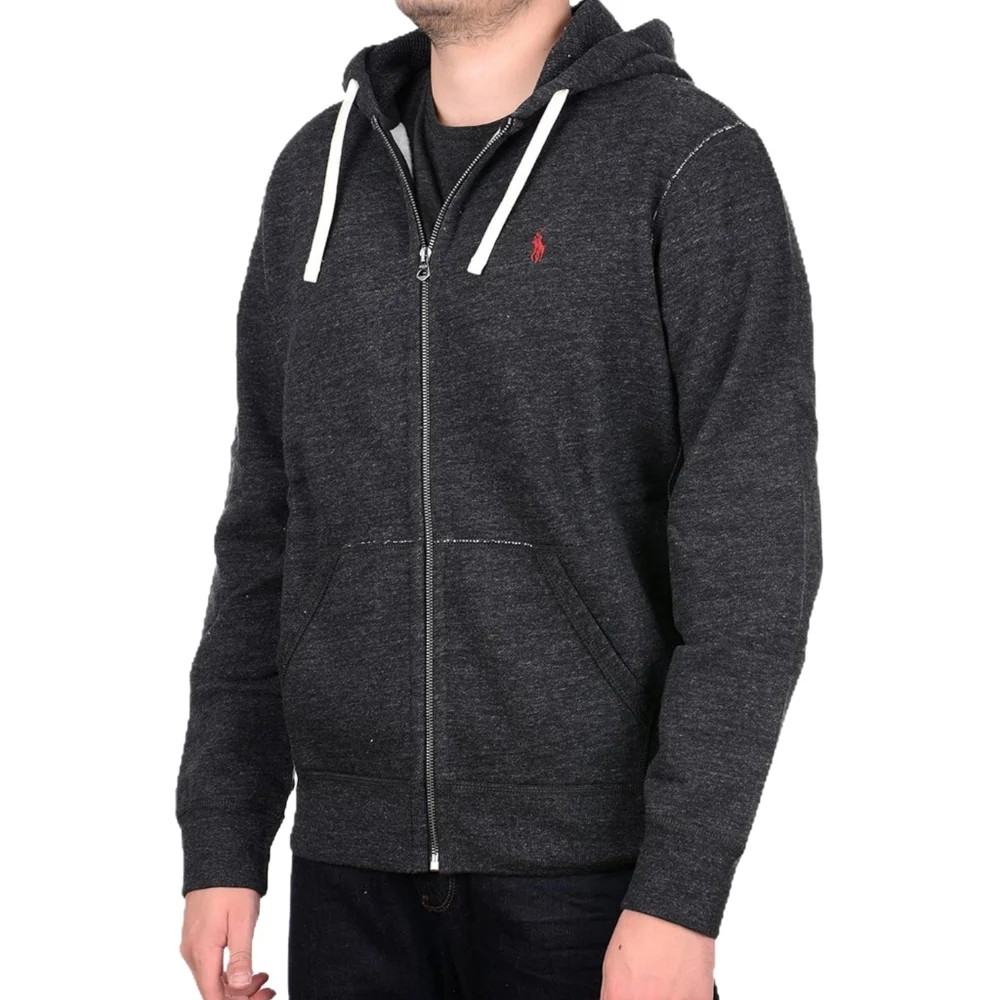 Polo Ralph Lauren Black Heather Fleece Full-Zip Hoodie - Picture 2 of 4